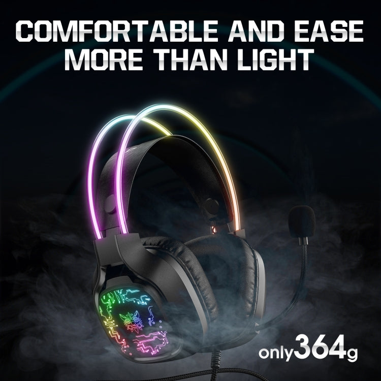 ONIKUMA X22 USB + 3.5mm Colorful Light Wired Gaming Headset with Mic, Cable length: 1.8m(Black)