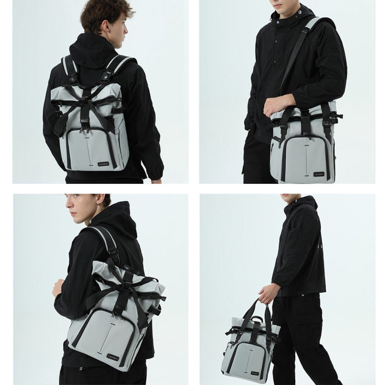 Cwatcun D95 Large Capacity Photography Backpack Shoulders Laptop Camera Bag, Size:27 x 37 x 16cm(Silver Grey)