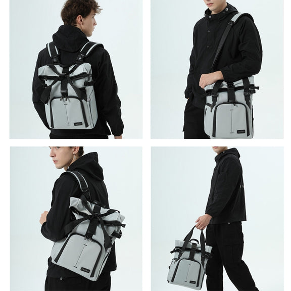 Cwatcun D95 Large Capacity Photography Backpack Shoulders Laptop Camera Bag, Size:27 x 37 x 16cm(Silver Grey)