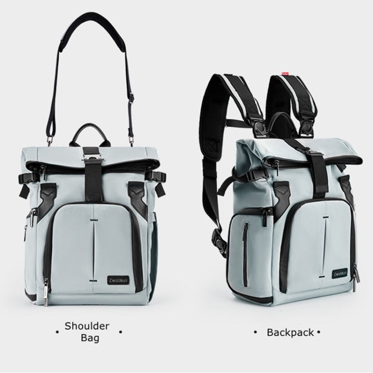 Cwatcun D95 Large Capacity Photography Backpack Shoulders Laptop Camera Bag, Size:27 x 37 x 16cm(Silver Grey)