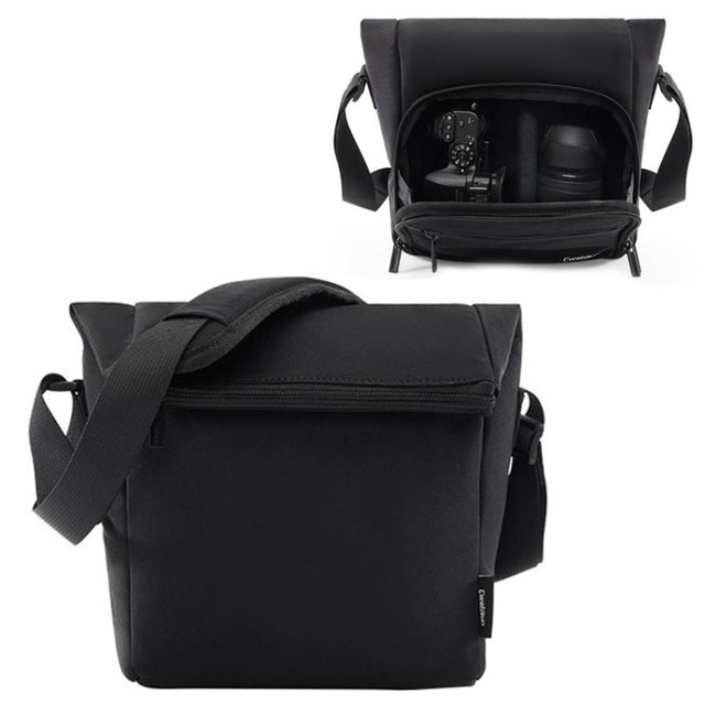Cwatcun D103 Crossbody Camera Bag Photography Lens Shoulder Bag, Size:22.5 x 22.5 x 12.5cm(Black)