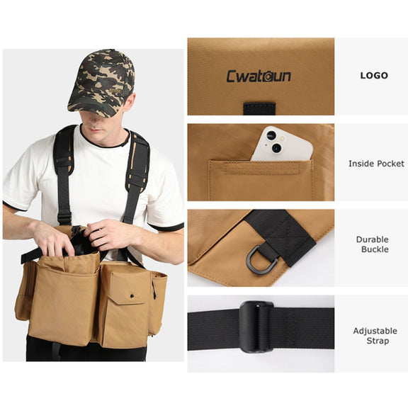 Cwatcun D104 Camera Waist Pack Vest Bag, Size:75 x 10.5 x 27.5cm(Earth)
