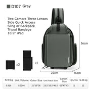 Cwatcun D107 Large Capacity Photography Backpack Shoulders Laptop Camera Bag, Size:22 x 36 x 16cm(Grey)