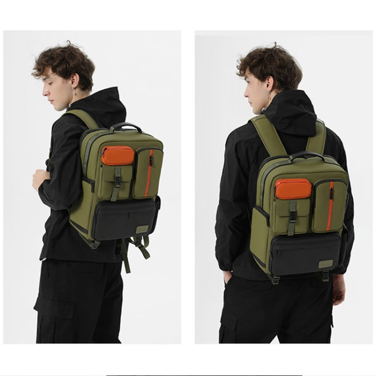 Cwatcun D117 Large Capacity Photography Backpack Shoulders Laptop Camera Bag, Size:42 x 31 x 13cm(Army Green)