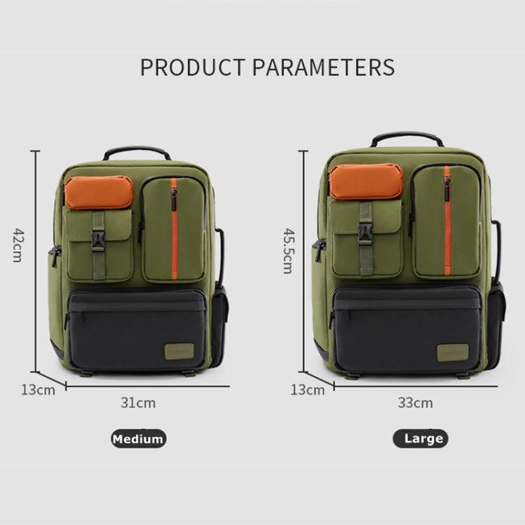 Cwatcun D117 Large Capacity Photography Backpack Shoulders Laptop Camera Bag, Size:42 x 31 x 13cm(Army Green)