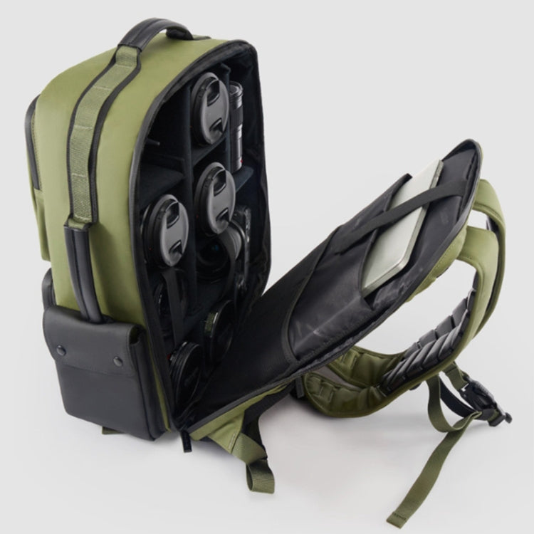 Cwatcun D117 Large Capacity Photography Backpack Shoulders Laptop Camera Bag, Size:43.3 x 33 x 13cm(Army Green)