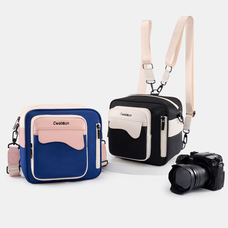Cwatcun D118 Contrast Two Ways Backpack Cross-body Canera Bag, Size:21 x 21 x 14.5cm(Blue)