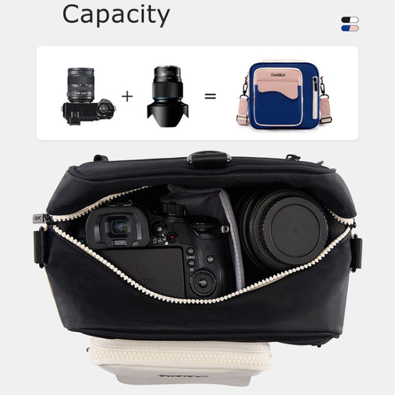 Cwatcun D118 Contrast Two Ways Backpack Cross-body Canera Bag, Size:21 x 21 x 14.5cm(Blue)