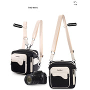 Cwatcun D118 Contrast Two Ways Backpack Cross-body Canera Bag, Size:21 x 21 x 14.5cm(Black)