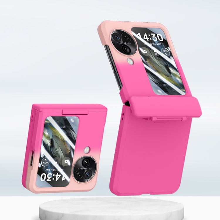 For OPPO Find N3 Flip PC Skin Feel Integrated Foldable Mid Shaft Phone Case(Rose Pink)