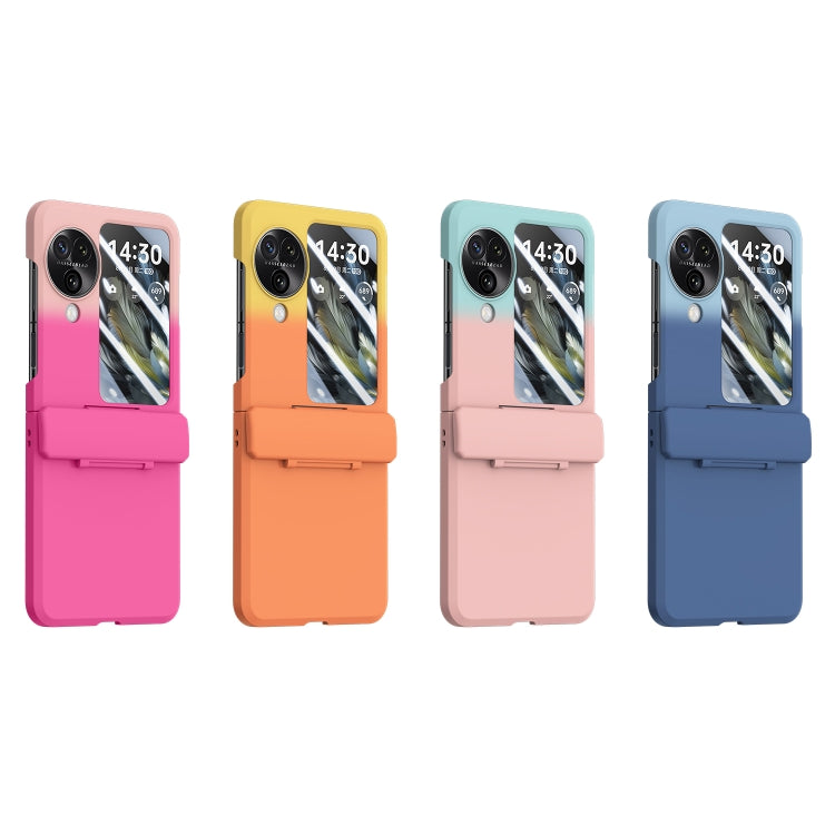 For OPPO Find N3 Flip PC Skin Feel Integrated Foldable Mid Shaft Phone Case(Blue Cyan)