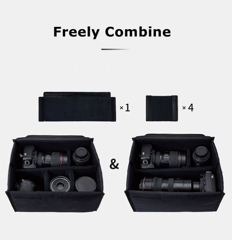 Cwatcun H80 Large Capacity Foldable Inner Camera Bag Photography Lens Bag, Size:30 x 19 x 15cm M(Black)