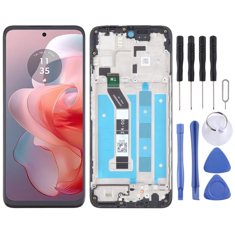For Motorola Moto G Power 2024 OEM LCD Screen Digitizer Full Assembly with Frame