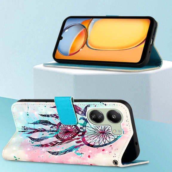 For Xiaomi Redmi 13C 3D Painting Horizontal Flip Leather Phone Case(Color Drop Wind Chimes)