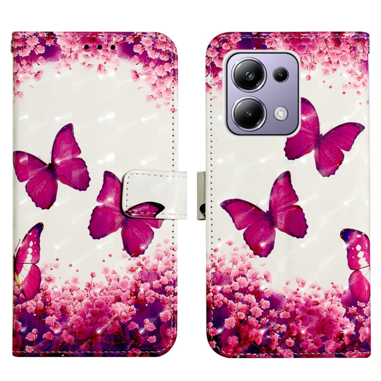 For Xiaomi Redmi Note 13 Pro 4G Global 3D Painting Horizontal Flip Leather Phone Case(Rose Butterfly)