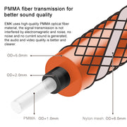 EMK 90 Degree Swivel Adjustable Right Angled 360 Degrees Rotatable Plug Nylon Woven Mesh Optical Audio Cable, Cable Length:1.5m(Orange)