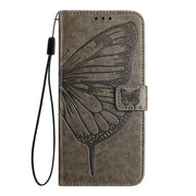 For Xiaomi Redmi K70 / K70 Pro Embossed Butterfly Leather Phone Case(Grey)