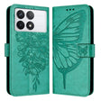 For Xiaomi Redmi K70 / K70 Pro Embossed Butterfly Leather Phone Case(Green) - Xiaomi Cases by PMC Jewellery | Online Shopping South Africa | PMC Jewellery | Buy Now Pay Later Mobicred