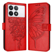 For Xiaomi Redmi K70 / K70 Pro Embossed Butterfly Leather Phone Case(Red)