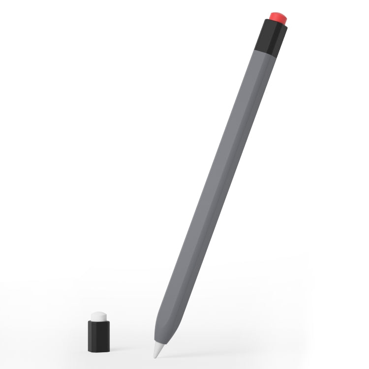 For Apple Pencil 1 Retro Pencil Style Liquid Silicone Stylus Case(Grey)