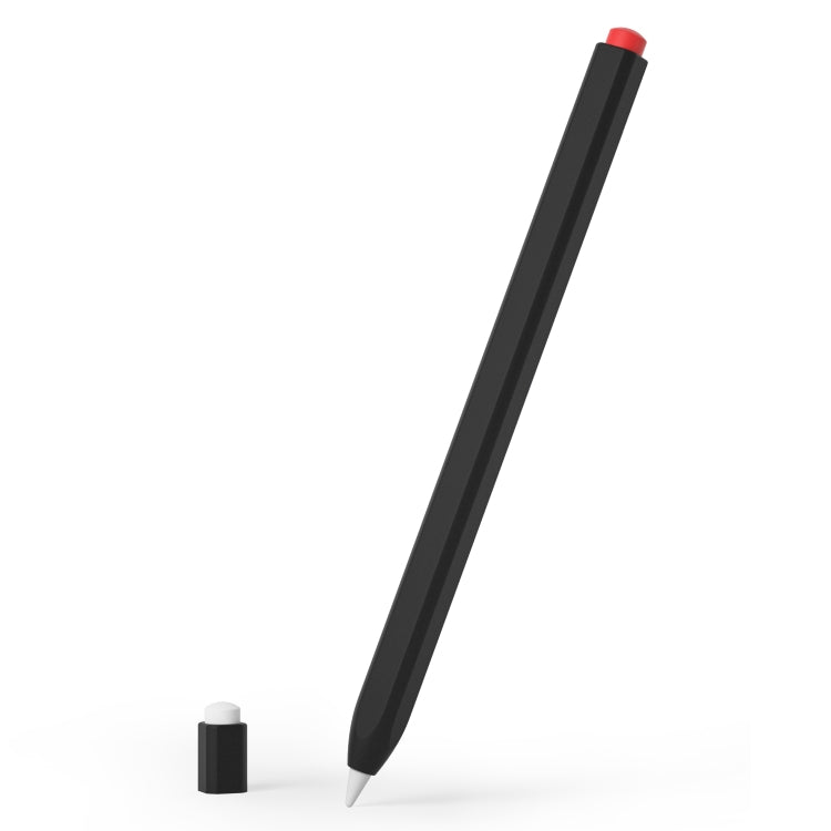For Apple Pencil 1 Retro Pencil Style Liquid Silicone Stylus Case(Black)