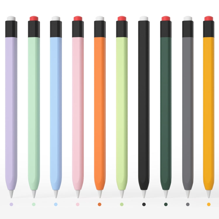 For Apple Pencil 1 Retro Pencil Style Liquid Silicone Stylus Case(Blue)