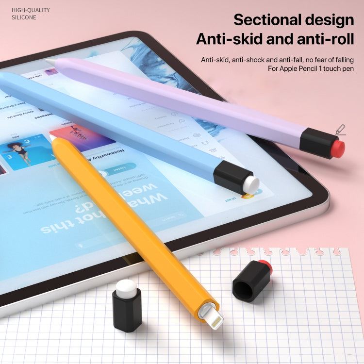 For Apple Pencil 1 Retro Pencil Style Liquid Silicone Stylus Case(Blue)