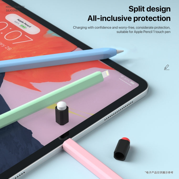 For Apple Pencil 1 Retro Pencil Style Liquid Silicone Stylus Case(Blue)