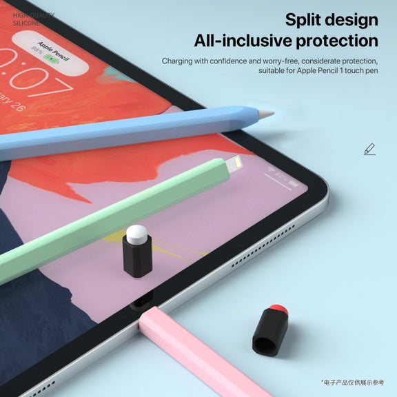 For Apple Pencil 1 Retro Pencil Style Liquid Silicone Stylus Case(Blue)