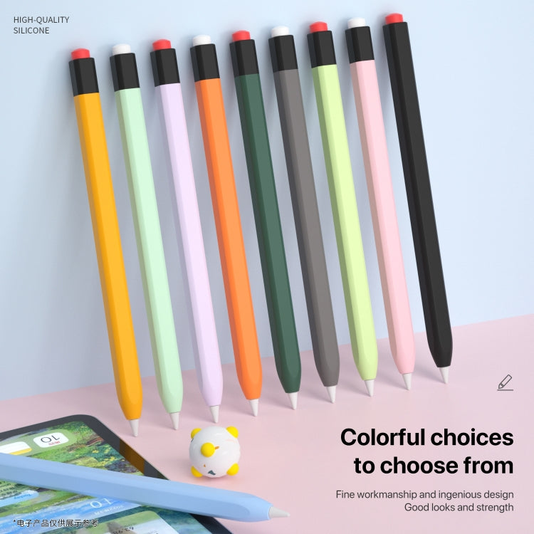 For Apple Pencil 1 Retro Pencil Style Liquid Silicone Stylus Case(Blue)