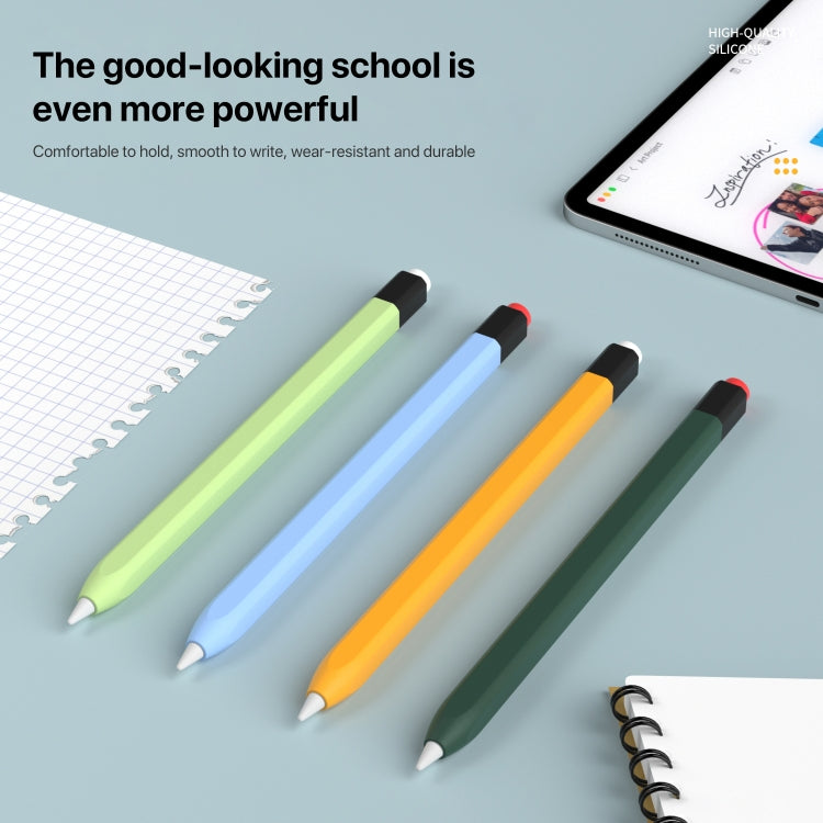 For Apple Pencil 1 Retro Pencil Style Liquid Silicone Stylus Case(Blue)