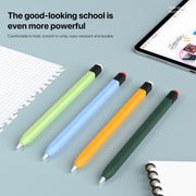 For Apple Pencil 1 Retro Pencil Style Liquid Silicone Stylus Case(Blue)