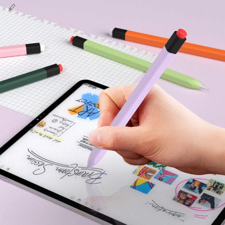 For Apple Pencil 1 Retro Pencil Style Liquid Silicone Stylus Case(Blue)