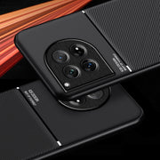 For OnePlus 12 Classic Tilt Strip Grain Magnetic PC Hybrid TPU Phone Case(Red)
