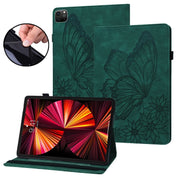 For iPad Pro 12.9 2022 / Air 13 2024 Big Butterfly Embossed Leather Tablet Case(Green)
