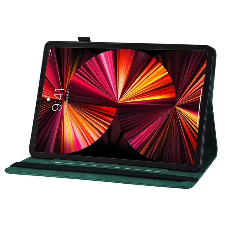 For iPad Pro 12.9 2022 / Air 13 2024 Big Butterfly Embossed Leather Tablet Case(Green)