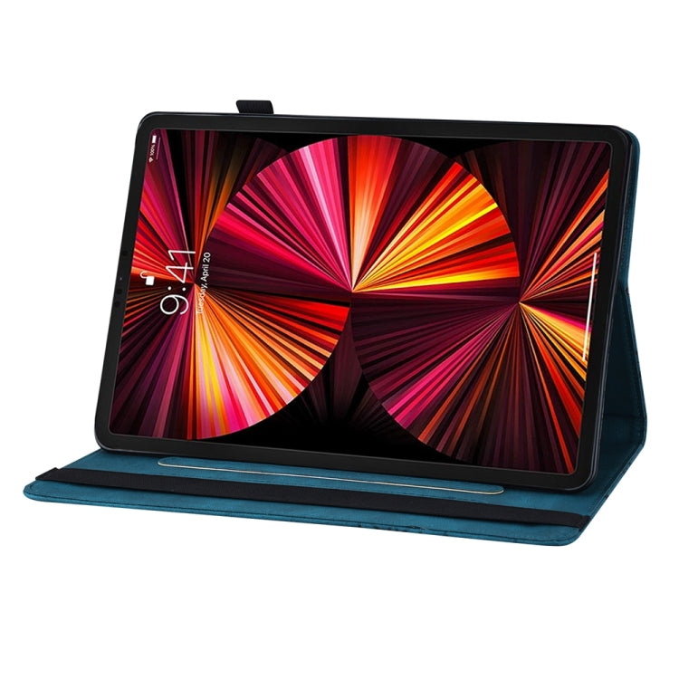 For iPad Pro 12.9 2022 / Air 13 2024 / 2025 Big Butterfly Embossed Leather Tablet Case(Blue)