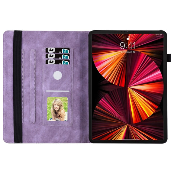 For iPad Pro 12.9 2022 / Air 13 2024 / 2025 Big Butterfly Embossed Leather Tablet Case(Purple)