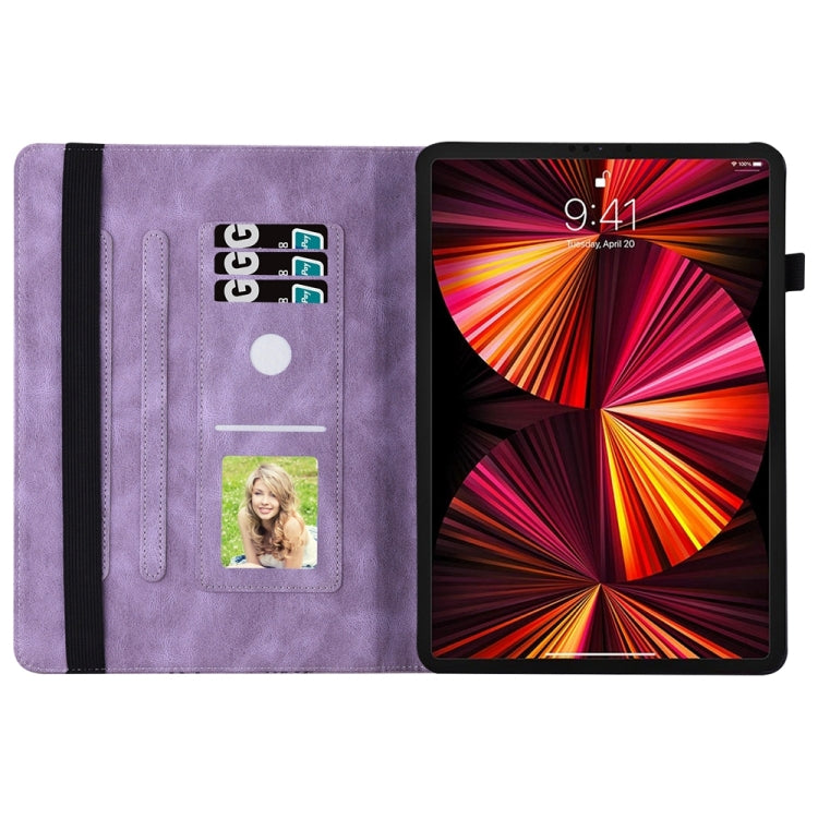 For iPad Pro 12.9 2022 / Air 13 2024 / 2025 Big Butterfly Embossed Leather Tablet Case(Purple)