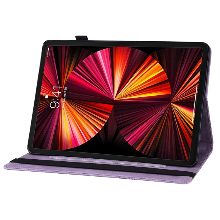 For iPad Pro 12.9 2022 / Air 13 2024 / 2025 Big Butterfly Embossed Leather Tablet Case(Purple)