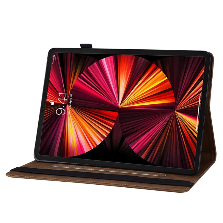 For iPad Pro 12.9 2022 / Air 13 2024 Big Butterfly Embossed Leather Tablet Case(Brown)