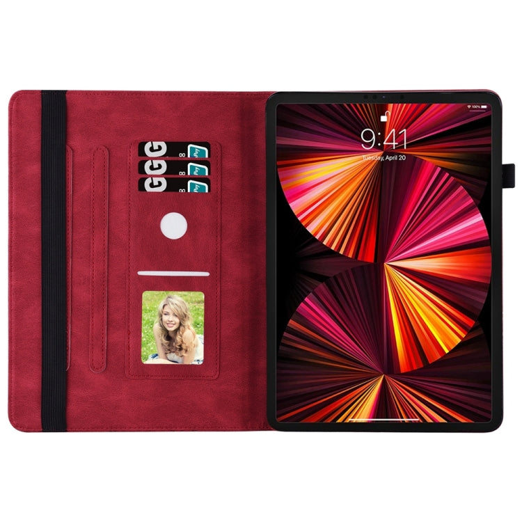 For iPad Pro 12.9 2022 / Air 13 2024 / 2025 Big Butterfly Embossed Leather Tablet Case(Red)
