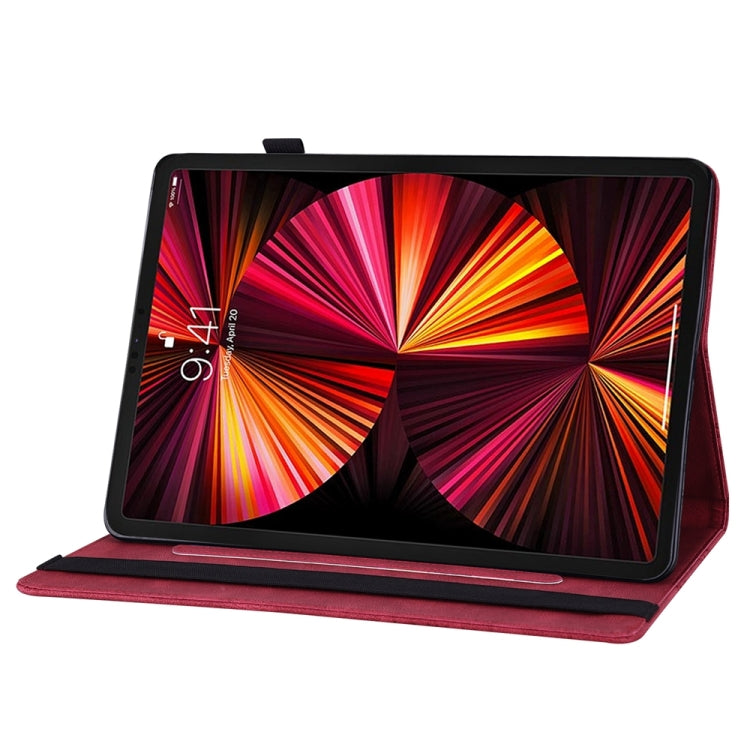 For iPad Pro 12.9 2022 / Air 13 2024 / 2025 Big Butterfly Embossed Leather Tablet Case(Red)