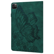 For iPad Pro 11 2024 Big Butterfly Embossed Leather Tablet Case(Green)