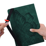For iPad Pro 11 2024 Big Butterfly Embossed Leather Tablet Case(Green)