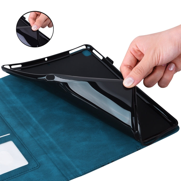For iPad Pro 11 2024 Big Butterfly Embossed Leather Tablet Case(Blue)