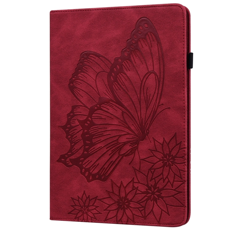 For iPad Pro 11 2024 Big Butterfly Embossed Leather Tablet Case(Red)