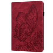 For iPad Pro 11 2024 Big Butterfly Embossed Leather Tablet Case(Red)