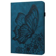 For iPad Pro 13 2024 Big Butterfly Embossed Leather Tablet Case(Blue)
