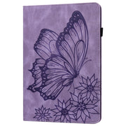 For iPad Pro 13 2024 Big Butterfly Embossed Leather Tablet Case(Purple)